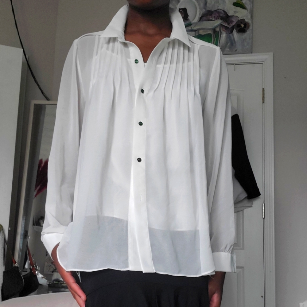 Dkny sheer flowy button up